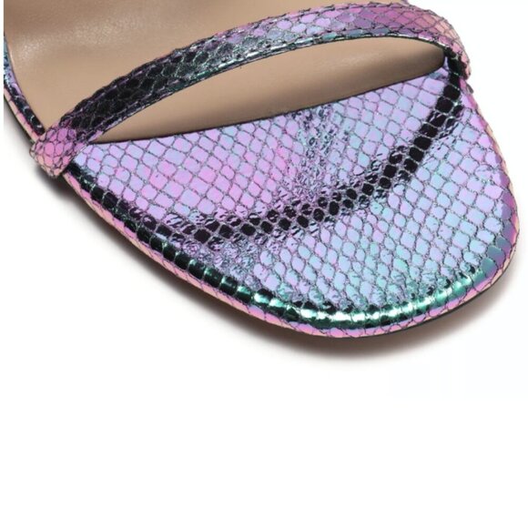 LIKE NEW Mix No. 6 Aliciana Iridescent Purple Snake Heeled Sandal SZ 10 - Picture 9 of 11
